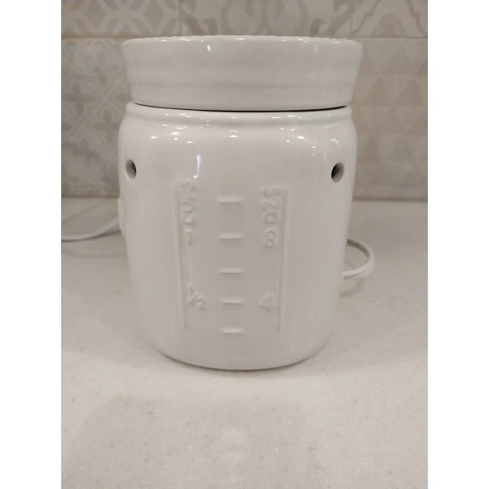 Mason Jar Electric Wax Melt Oil Warmer Ivory Ceramic Farmhouse Plug In Decor